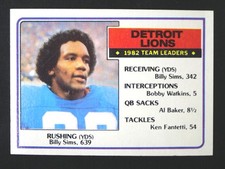 1983 TOPPS DETROIT LIONS Team Leaders Billy Sims #58