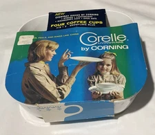 New in Package Vtg Corelle Snowflake Blue Set of 4 Coffee/ Tea Cups 8 oz USA 318