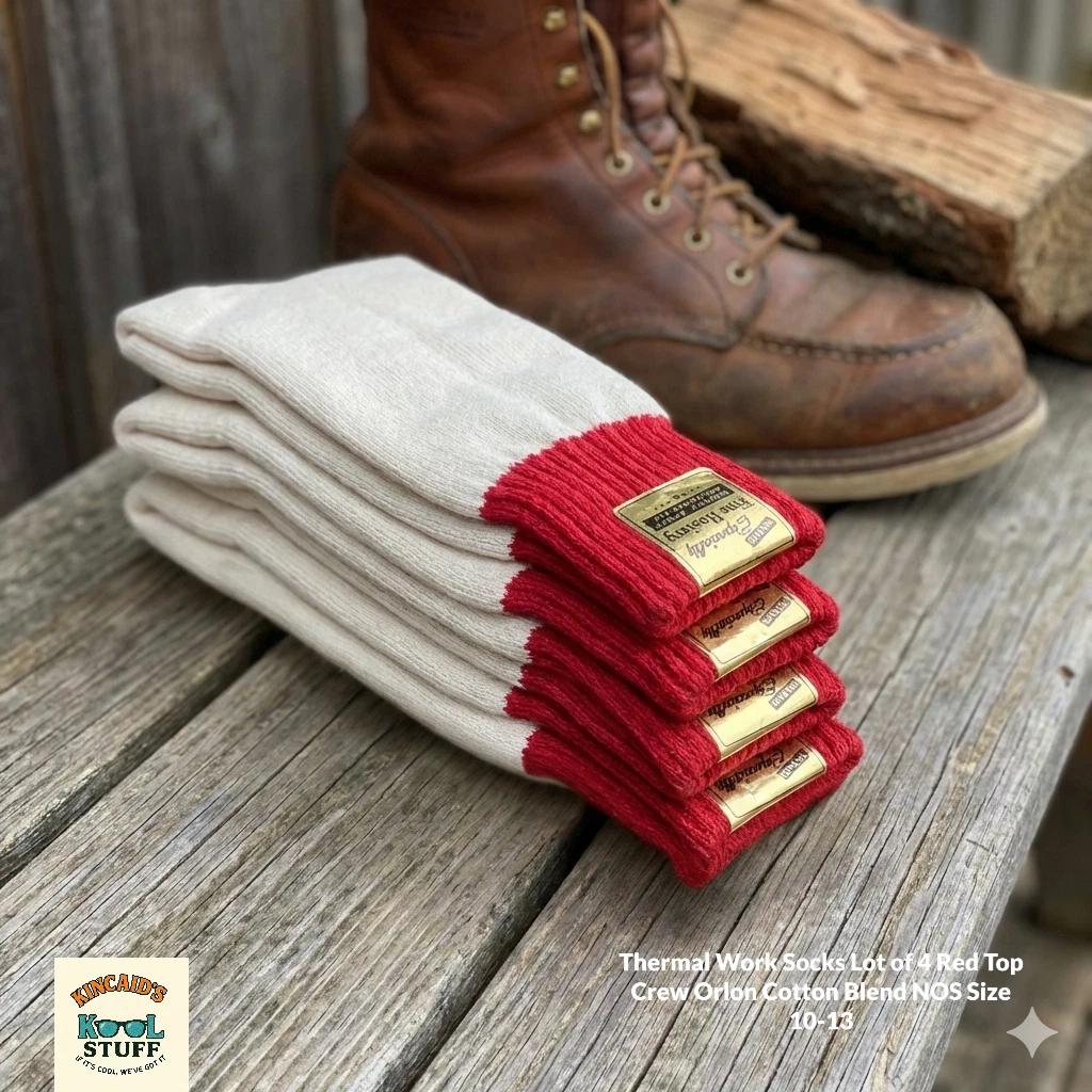 Thermal Work Socks Lot of 4 Red Top Crew Orlon Cotton Blend NOS Size 10-13
Opens in a new window or