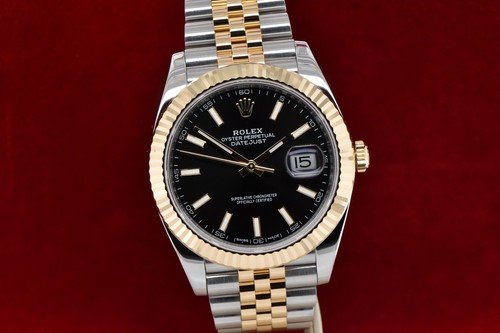 2017 Rolex Datejust 41 18K YG & Steel Jubilee Black Stick Dial 126333 with Card