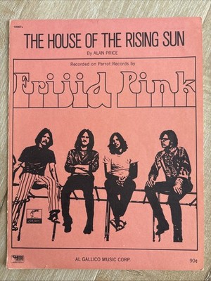 THE HOUSE OF THE RISING SUN Frijid Pink 1970 Vintage Sheet Music Al Gallico