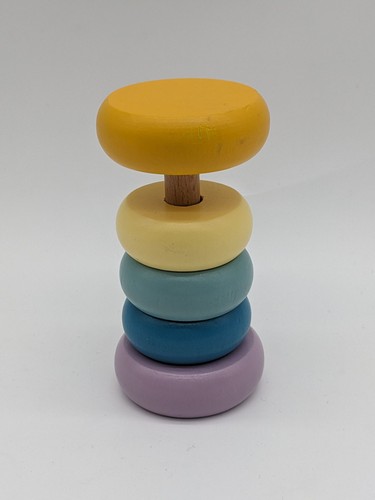 Wooden Stacking Rings Toy Baby Toddler Montessori Pastel Rainbow Educational