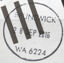 28 SEP 2016 dated complete CIRCULAR postmark BRUNSWICK, WA 6224