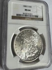 1882 S Morgan Silver Dollar MS 64 NGC #011