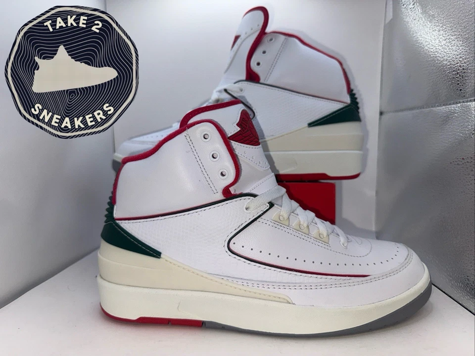 Nike Air Jordan 2 Retro Italy Origins White/ Fire Red-Sail Size 9 Men’s Sneakers - Bild 1 von 4