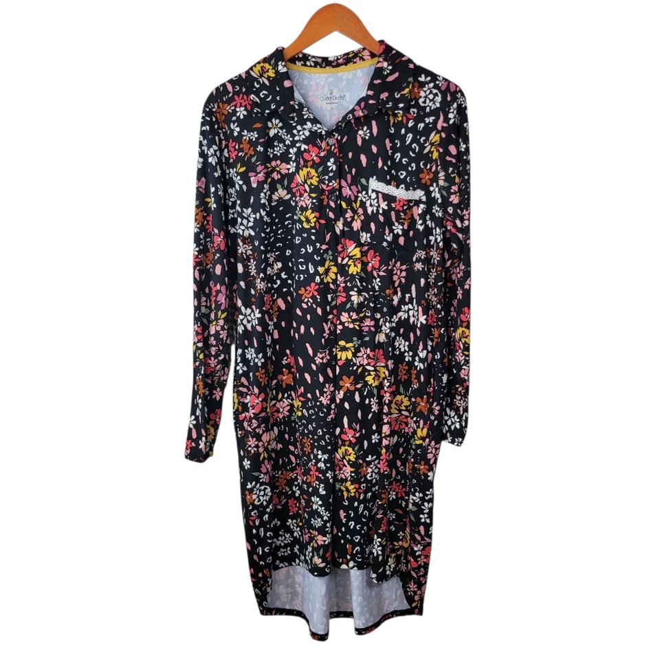 Cuddl Duds Nightgown Sleep Shirt Size Large Henley Pullover Floral Midi Stretch - Image 2 of 4