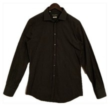 DOLCE & GABBANA Shirt GOLD Black w/Blue White Striped Dress Shirt 40/US15.75/M