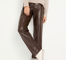 Old Navy OG Straight Faux Leather Ankle Pant-Brown-Plus Size 30-NWT