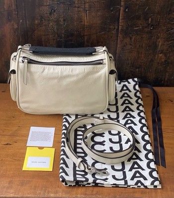 Marc Jacobs The Soft Box 23 Leather Satchel Crossbody Bag Ivory Cream