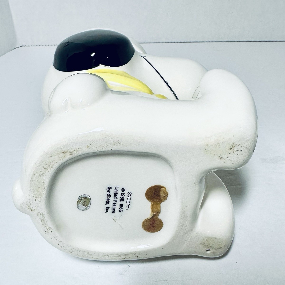 Snoopy Chef Hat Yellow Kerchief Vintage Ceramic Cookie Candy Jar