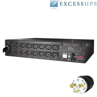 APC AP7911 Switched Rack PDU, 2U, 208V 30A L6-30P, (16) IEC 320 C13 - Refurbi...