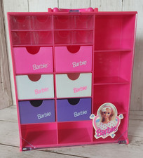 1993 Barbie Storage Drawers Carrying Case Pink White Purple READ