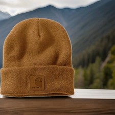 Carhartt Unisex Knit Beanie Hat Acrylic Winter Pull on Knit Cap Brown NWT