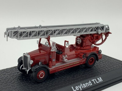 Leyland TLM Feuerwehr Leiterwagen in Vitrinenbox ATLAS im Maßstab 1:72 OVP NEU