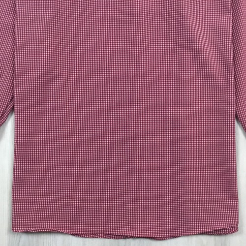 Haggar Performance Dress Shirt Mens 17 - 17 1/2 34/35 Red Mini Check Stretch - Picture 8 of 10