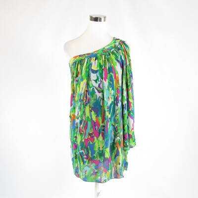 Bright green pink contrast print SINGLE DRESS one shoulder dress P NWT  $285.00 | eBay