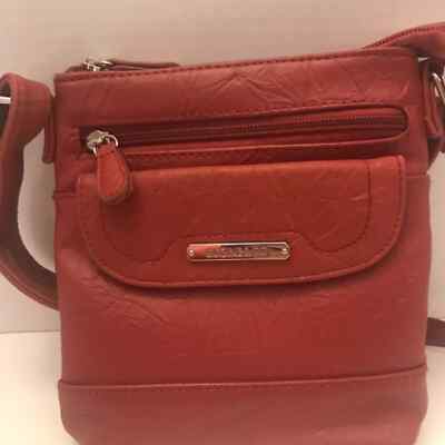Red leather Stone and Company cross body purse bag handbag