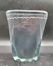 Sasaki Art Glass Black Encased Triangular Vase 8.5" Japan Heavy