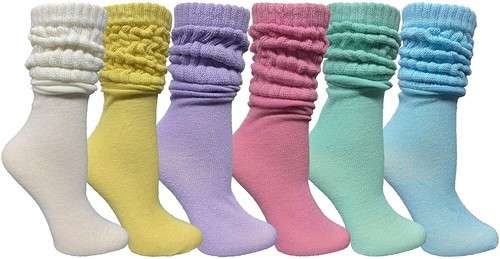 6 Pack Womens Cotton Slouch Socks, Womans Knee High Boot Socks - Picture 4 of 31