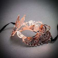 Charming Princess Venetian Masquerade w/ Rhinestones Rose Gold Women Eye Mask