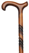 NEW Men's GASTROCK GERMAN CARVED SPIRAL SCORCHED CHERRY WOOD WALKING CANE CANES