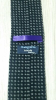 Franco Low Krawatte Tie Wolle Kaschmir blau Punkte Strumpf Strick A409