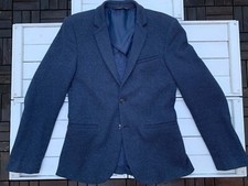 GIACCA UOMO ZARA BLAZER IN JERSEY DI COTONE TG. 48 BLU NAVY MELANGE