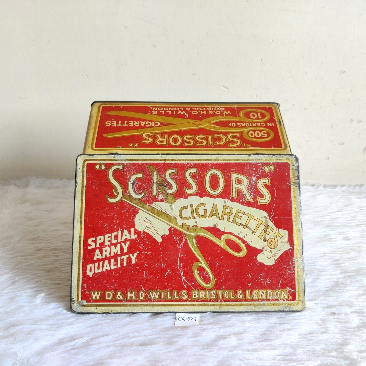 1930s Vintage WD & HO Wills Scissors Cigarette Advertising Tin Box England  CG574