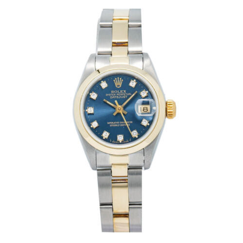 Rolex DateJust 69163 Two Tone Oyster Blue Vignette Diamond Dial Auto Ladies 26mm - Picture 1 of 6