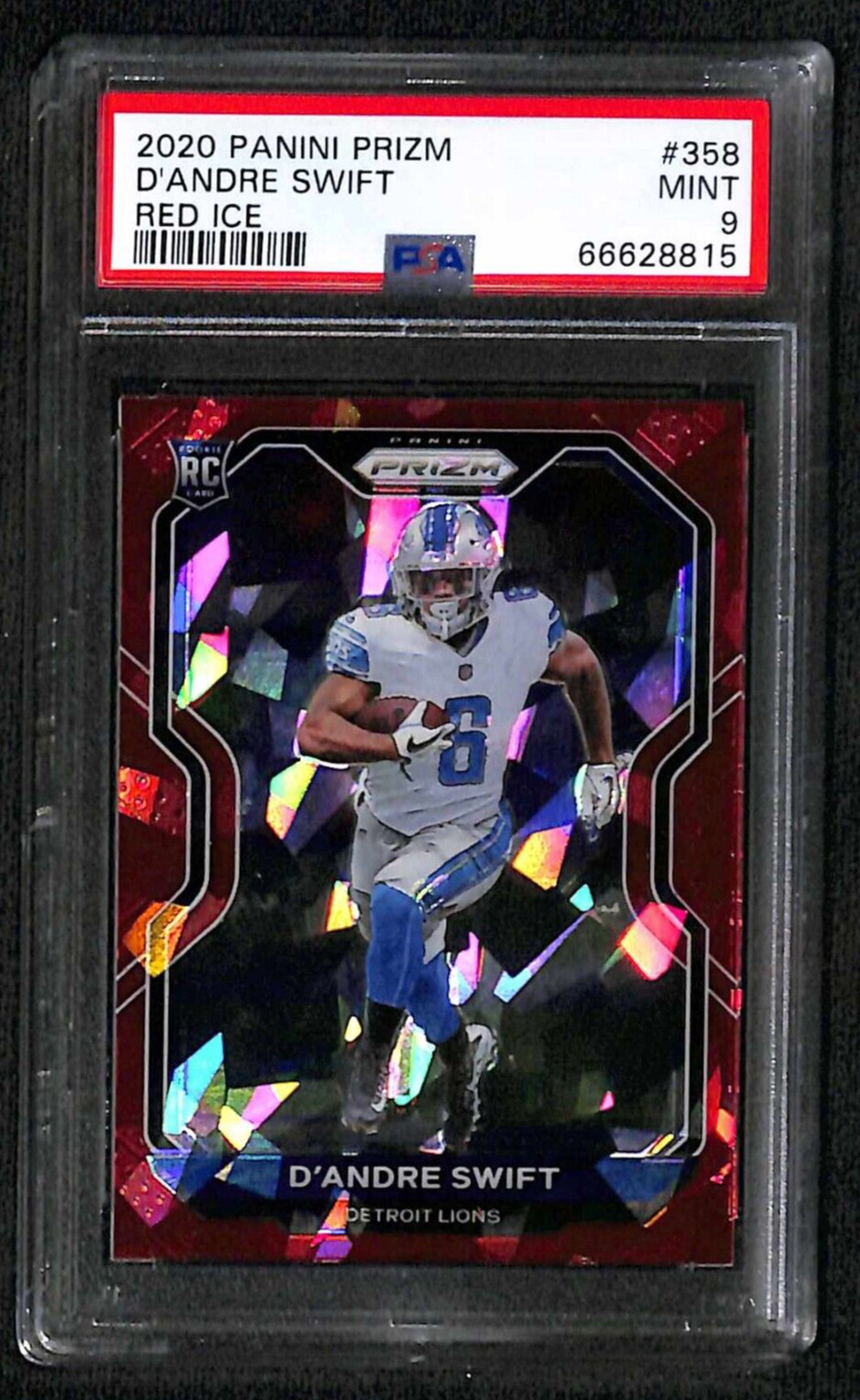 2020 Panini Prizm D'ANDRE SWIFT Red Ice #358 Rookie RC Lions - PSA 9 MINT