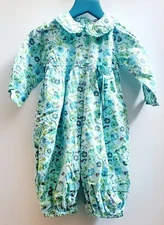 Designer P.S. by S.P Girls 18M 6191-4572 1 PC Jumpsuit Aqua/Grn/Brown Floral Bow