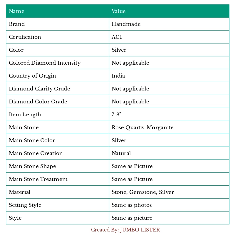 Rose Quartz & Morganite 925 Silver Jewelry Bracelet 7-8" A-1 I701 - Image 4 of 4