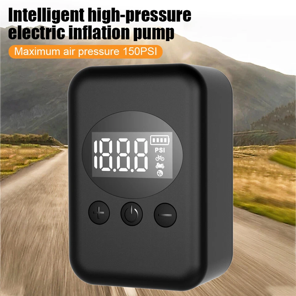 Bomba de Aire Eléctrica 150PSI Portátil Bicicleta Recargable Compresor Inflador de Neumáticos Foto 3 de 4