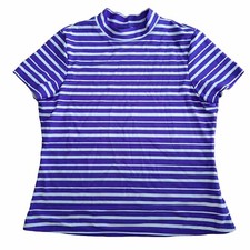 Lands' End Kids Girls Swim Top Rash Guard Swimsuit Large L Purple Short Sleeve