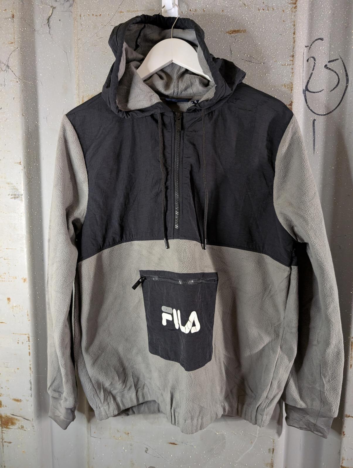 Giacca a vento con cappuccio da uomo Fila Grigio e Nero