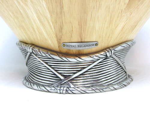Royal Selangor Pewter and Wood Salad Bowl, 9.75" - Picture 2 of 6