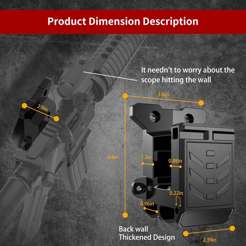 Gun Wall Mount with Mag Holder for 223/5.56 Vertical and Horizontal ...