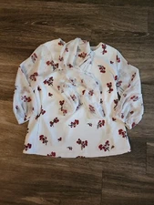 Elle LG Women Floral Round Neck Sheer Balloon Sleeve With Detachable Scarf Gold