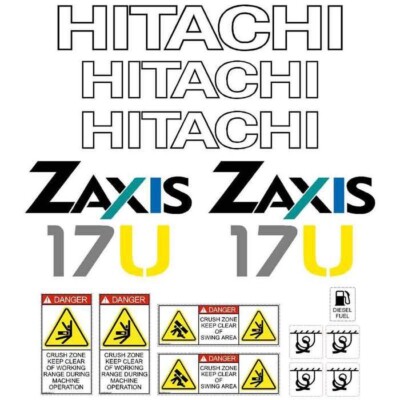 Decal Sticker Set Hitachi ZX 17U-2 Mini Digger Excavator | eBay UK