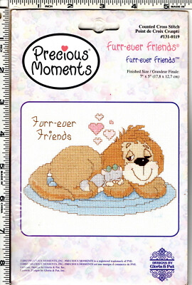 ''Furr-ever Friends'' Janlynn Precious Moments Counted Cross Stitch Kit # 131-0119