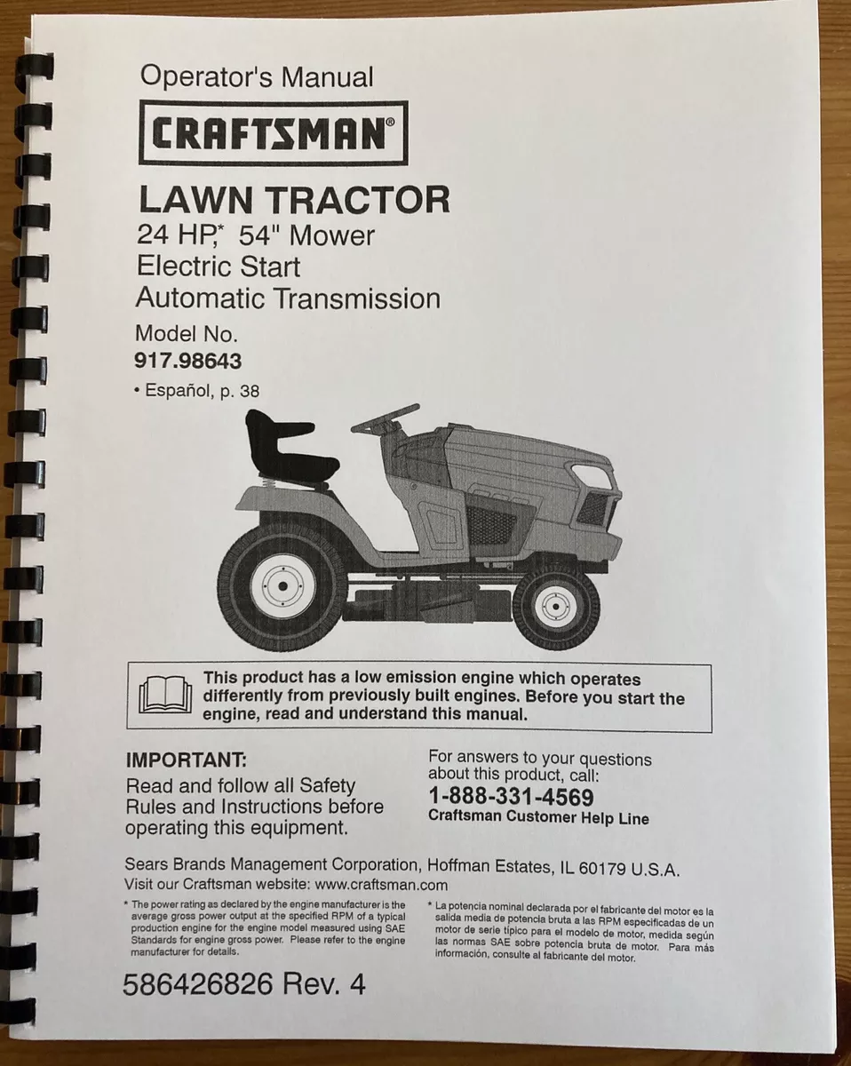 Owner s Manual Sears Craftsman 24.0 HP Lawn Tractor 54 Mower