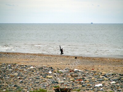 Photo 6x4 Gone fishin' Kilnsea An angler on the seaward side of Spurn Hea c2011