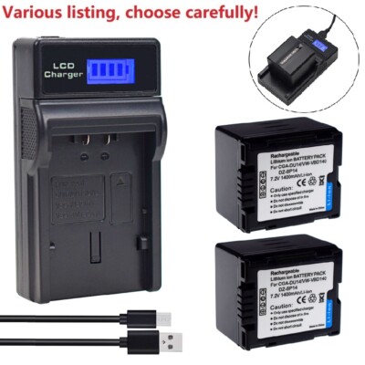 Replacement Battery or charger for HITACHI DZ-BP14S DZ-BP7S DZ-BP21SJ CGA-DU14