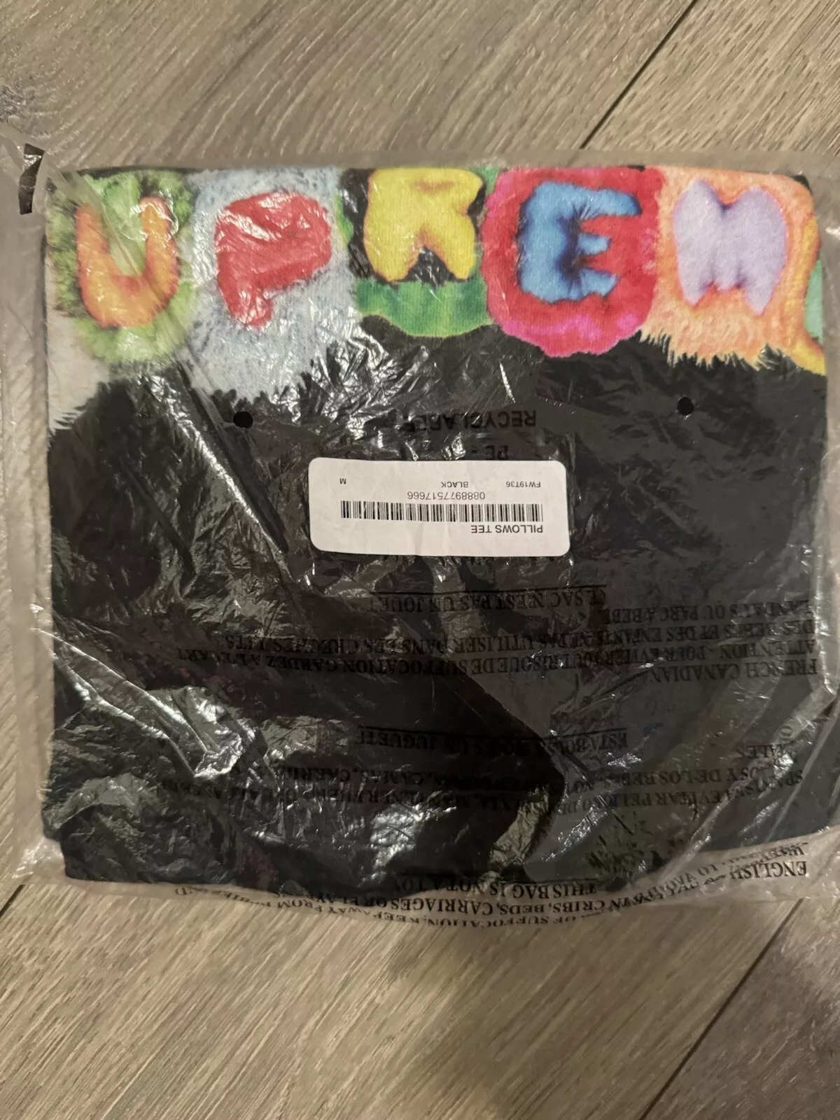 NEUF T shirt noir Supreme Pillows FW19 taille M moyen