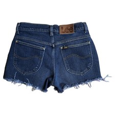 Vintage Lee USA Made Cut Off Denim Jean Shorts Raw Hem Womens 28 X 3 Blue Union