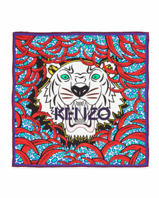 Kenzo Tiger Scarf KENZO Women's Jumping Tiger Wool Scarf Pink Coggles