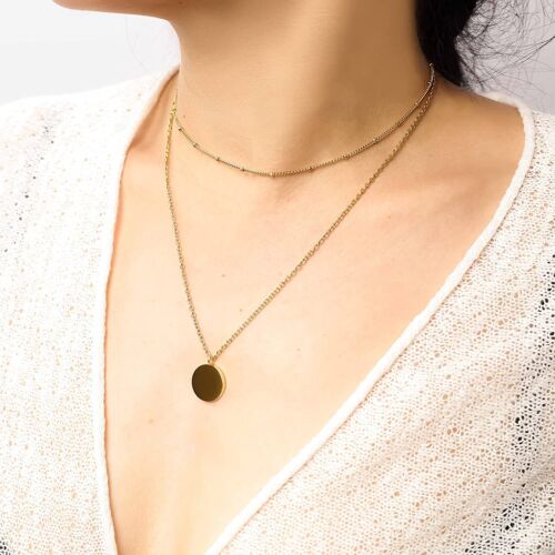 Layered Necklace Pendant, Handmade 18K Gold Plated Dainty Jewelry Necklace - Picture 3 of 7