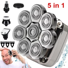 8D 5in1 Rotary Shaver Cordless Hair Trimmer Bald Head Razor Electric Men Wet Dry