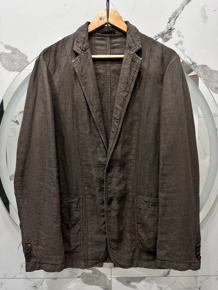 Chaqueta Blazer Abrigo Deportivo Z Zegna Marrón 100% Lino Talla M Foto 2 de 4