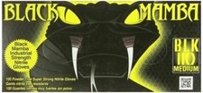 Black Mamba Pack of 100 Workshop Gloves - Black Medium